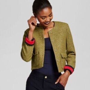 a new day Cropped Bouclé Jacket with Cuff Detail - Size 10